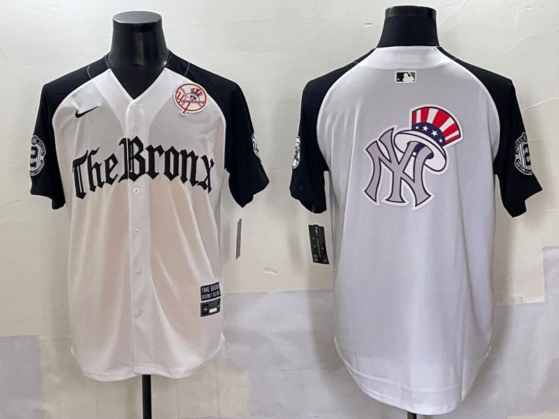 Men 2025 New York Yankees Blank White black Five generations Joint Name Nike MLB Jersey style 61->new york yankees->MLB Jersey